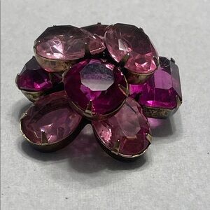 Vintage Pink Faceted Cluster Statement Brooch